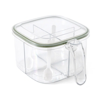 Cutie Depozitare Alimente, Flippy, din Plastic/Silicon, 20 x 10 x 10 cm, 5 Compartimente, Alb/Verde