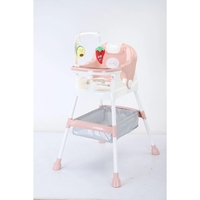 Scaun de Masa pentru Copii, Flippy, Multifunctional, Pliabil, cu Roti, Cos de Depozitare, din Plastic, Centura de Siguranta, Suport de Agatat Jucarii, 110 x 60 x 70 cm, Roz