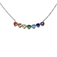 Colier Argint 925 Inimi Colorate 44 cm