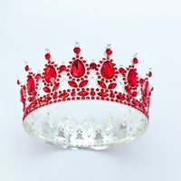 Diadema, Flippy, din Aliaj, cu Cristale, Accesoriu Par, Aniversare, Nunta, Petrecere, 15.5 x 5.3 cm, Rosu