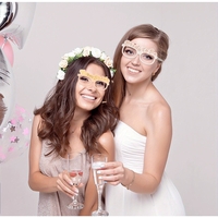 Set 10 Ochelari, Flippy, Tematica Petrecerea Burlacitelor, Model Team Bride si Bride to Be, 9 x Roz, 1 x Alb