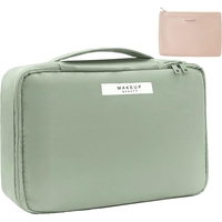 Geanta de Calatorie, Flippy, pentru Cosmetice si Articole de Toaleta, Material Impermeabil, 2 in 1, Portfard Interior Detasabil, 23 x 16 x 8 cm, Verde
