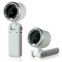 Mini Ventilator Portabil, Flippy, 5 Trepte de Viteza, Afisaj Digital, Incarcare USB, 5V, 2A, 5.95 x 5.2 x 17.2 cm, Verde