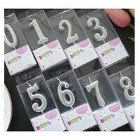 Lumanare de Tort, Flippy, Model Cifra 4, Party, 4.5 x 2.5 cm, din Parafina, Argintiu