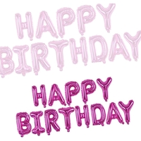Set Baloane din Folie Metalizata, Flippy, Model Happy Birthday, Litere de 40 cm, Baloane Party, Ambalaj Individual, Pai, Ata si Adeziv Incluse, Umflare cu Aer sau Heliu, Mov
