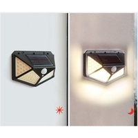 Lampa cu incarcare solara pentru exterior, 100 LED cu distanta de inductie, montaj pe perete, fara cabluri, cu 4 fete, Flippy