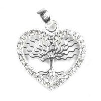 Pandantiv Copac in inima cu pietre, Argint 925, 1.8 cm x 1.5 cm
