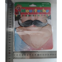 Mustata Falsa pentru Deghizari, Flippy, Petreceri Tematice, din Panza, Autoadeziv, 13 x 4 cm, Model Grizonat 1, Negru/Alb