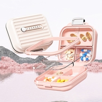 Cutie de Depozitare pentru Pastile, Flippy, Cutie de depozitare Medicamente, Cutie de depozitare Vitamine, Suplimente, pentru Fete, din Plastic cu indice zi, Roz