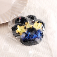 Jucarie Antistres Squishy, Flippy, cu Revenire Lenta, Squeeze Pinch Family, Model Cat Paw, 6.5 x 6 cm, din Tpr, 4-6 Ani, Model 5 Meduze, Negru cu Insertii