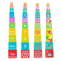 Jucarie de Construit, Flippy, Blocuri Stivuibile, +3 Ani, 10 Cutii, Invatare numere 1-10, 13.4 x 13.4 x 13.4 cm, Multicolor