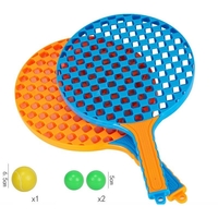 Set  Badminton pentru Copii, Flippy, 2 Palete, 3 Mingi, Pentru Joaca si Antrenament, Albastru Portocaliu