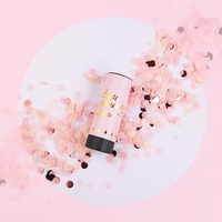 Tun de Confetti, Flippy, Best Wishes 11 x 4 cm, Model Buline din Hartie si Folie, Roz