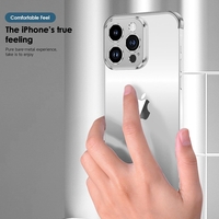 Husa Metalica Edgeless Compatibila cu iPhone 16 Pro Max, Flippy, Protectie pentru Colturi si Camera, Aliaj Aluminiu, Antisoc, Antizgariere, Argintiu Titan