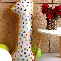 Balon din Folie Metalizata Flippy, Figurina Cifra, Model Candy, Tema Aniversare 100 cm, Ambalaj Individual, Pai inclus, Umflare cu Aer sau Heliu, Multicolor, Cifra 1