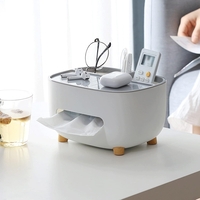 Suport pentru Servetele, Flippy, Cutie Multifunctionala, Design Minimalist, ABS, cu Suport pentru Obiectele Personale, pentru Birou, 21x12x12 cm, Gri