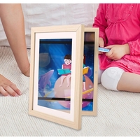 Rama Cutie pentru Foto si Cutie, Flippy, din Lemn, cu Spatiu Pentru Depozitare, Pentru Desene si Picturi A4, Sticla Securizata, 35 x 26 x 4 cm, 530 g, Maro Lemn