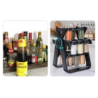 Suport Pentru Condimente Rotativ, Flippy, Multifunctional, Pivotant 360°, Portabil, Usor de Montat, 34x23 cm, ABS/Sticla, Negru