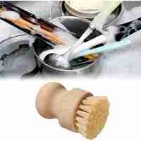 Perie de Curatat Vase si Alimente, Flippy, din Lemn de Fag, 8 x 5 cm, Perie din Sisal, Bej