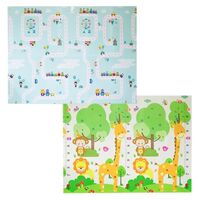 Covoras pentru Copii, Flippy, cu 2 Fete, Model Drum/Safari, din XPE+PE, Impermeabil, Antiderapant, Protectie Termica, +3 Luni, Pliabil, 150 x 200 x 1 cm, Multicolor