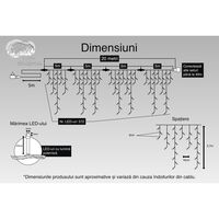 Instalatie Craciun, 20 m, 572 Led-uri ,Franjuri, Rosu / Verde/ Albastru, Flash, Transformator cu telecomanda, Interconectabila, Prelungitor 5 m inclus, Fir Transparent, Flippy
