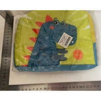 Geanta Termoizolanta pentru Copii, Flippy, 23x13x19 cm, Model Imprimeu Dinozaur, din Folie de Aluminiu si Panza Oxford, Albastru/Galben