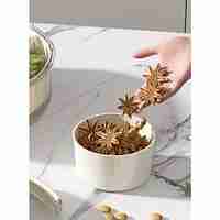 Cutie de Depozitare pentru Alimente, Flippy, cu 6 Compartimente, pentru Condimente, Fructe, Legume, cu Manere de Prindere, Rotativa 360 de Grade, Inchidere Ermetica, 32x10 cm, Alba