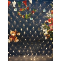 Instalatie Craciun, Tip Plasa, 15 m x 2 m, 1200 LED-uri, Alb cald, 8 jocuri de lumini, Transformator cu telecomanda, Interconectabila, Prelungitor 3 m inclus, Fir transparent, Flippy