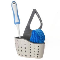 Suport Scurgere pentru Burete si Laveta de Vase Bucatarie, Flippy, Bej, Curea Reglabila, Plastic Flexibil, 15x 5x 20cm