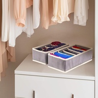 Cutie De Depozitare, Flippy, Pentru Lenjerie, Sosete Si Sutiene, Material Textil, 6 Compartimente, 32 x 16 x 10 cm, Culoare Gri