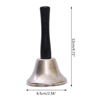 Clopotel de Craciun Metalic, Flippy, Maner din Lemn, Circumferinta 6.5 cm, Lungime 12 cm, Argintiu