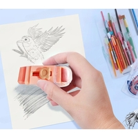 Radiera Retractabila, Flippy, Model Ursulet, Reglare Push-Pull, Radiera de tip Push, Doua Radiere de Rezerva in set din Cauciuc, Roz deschis