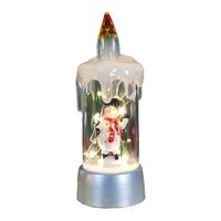 Decoratiune de Craciun tip Lumanare, Flippy, Lumanare de Cristal fara Fulgi de Zapada, Model Om de Zapada, Iluminare LED, 13 x 5 x 5 cm, Baza Gri, Transparent