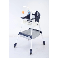 Scaun de Masa pentru Copii, Flippy, Multifunctional, Pliabil, cu Roti, Cos de Depozitare, din Plastic, Centura de Siguranta, Suport de Agatat Jucarii, 110 x 60 x 70 cm, Albastru