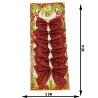 Set 6 fundite pentru brad, Rosii, clasice, cu sclipici, 8 x 9 cm, din poliester, Flippy