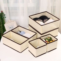 Organizator pentru Sertar, Flippy, 3 Marimi, pentru Lenjerie, Tricouri, Sosete, 6 Piese, Pliabil, Stivuibil, din Tesatura, Alb/Maro