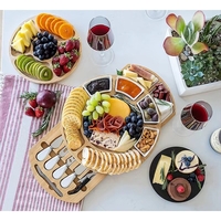 Platou Festiv, Flippy, din Lemn, pentru Branzeturi si Aperitive, 18 Piese, Maro
