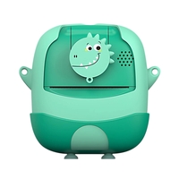 Set Camera Instantanee pentru Copii, Flippy, Ecran HD 2.4'', 24MP, 720P Video, 1200 mAh, cu Functie de Printare Alb-Negru, cablu USB-C, Bluetooth, Compatibil iOS/Android, Imprimare APP, Model Dinozaur, Verde