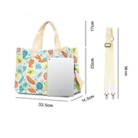 Geanta de Mana/Umar, Multifunctionala, Flippy, Inchidere cu Capsa, Imprimeu Fructe, Material Textil, 33.5 x 25 x 14.5 cm, Multicolor