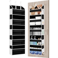 Organizator Suspendat pentru Usi, Flippy, din Nailon si Plasa, Baza de Carton Ingrosat, 5 Buzunare Principale + 10 Buzunare Laterale, 140 x 39 x 17 cm, 3 Carlige Incluse, Negru