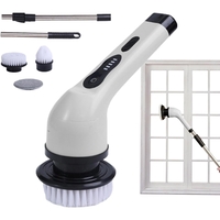 Perie Electrica de Curatare, Flippy, pentru Gresie, Baie, Bucatarie, 25x20x9.5 cm, cu 9 Capete, Maner Extensibil Detasabil 84-127cm, Incarcare USB-Type C, Rotire 360 de Grade, 3000 mAh, Culoare: Alb