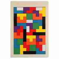 Puzzle Montessori, Flippy, din Lemn, Tip Tetris, +36 Luni, Forme Neregulate, 40 Piese, 26.5 x 17.7 cm, Multicolor