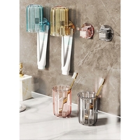 Suport Multifunctional 2 in 1, Pahar si Suport pentru Periuta de Dinti, Flippy, Plastic, Dimensiune: 10.4 x 7.3 x 7.3 cm, Gri