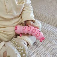 Jucarie mecanica pentru copii Flippy, omida haioasa, material ABS, cu cheita, distractiva, se taraste, se misca, 15 x 4 cm, roz