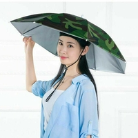 Umbrela de Cap, Flippy, Diametru 69 cm, Snur Reglabil de Cap, Protectie UV/Ploaie, Camuflaj