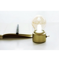Lampa LED Decorativa sub forma de Bulb, Retro pentru interior, Bej/ Transparent, 5 V, 500 mA, ABS, Lumina Calda, Incarcare USB, Autonimie 12 Ore, Comutator Metalic, Flippy, 11x7x6 cm