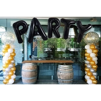 Balon Folie Metalizata Litera R, Flippy, 40 cm, Umflati cu Heliu sau Aer, Ambalaj Individual, Pai inclus, Negru