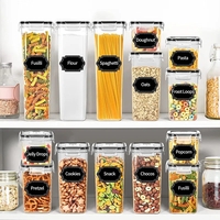 Cutii de depozitare alimente, Flippy, Set din 16 Cutii pentru Condimente, Cereale, Cutii pentru Bucatarie, din Plastic PP, Cutii Alimentare, Diferite Dimensiuni, Transparente