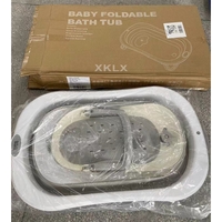 Cada de Baie Pliabila, Flippy, cu Suport, Indicator de Temperatura, 0-8 Ani, din PP+TPR, 45 l Capacitate, 80 x 50 x 23 cm, Gri