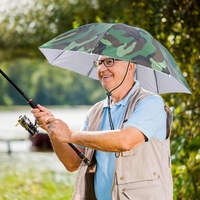 Umbrela de Cap, Flippy, Diametru 69 cm, Snur Reglabil de Cap, Protectie UV/Ploaie, Camuflaj